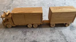 Holzspielzeug, Lastwagen mit Anhänger, 75 cm, Massivholz 