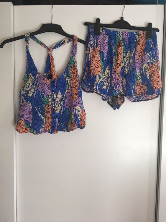 Ensemble Top Et Short Roccobarocco - Taille IT 42 / FR 38 - Couleur Bleu - Occasion Très Bon état