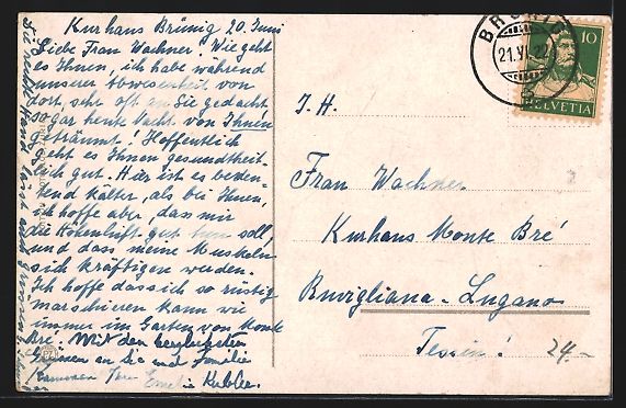 Cartoline postali: AK Brünig, Kurhaus, 1922 – Usato da Berlin venduto da bartko-reher 1
