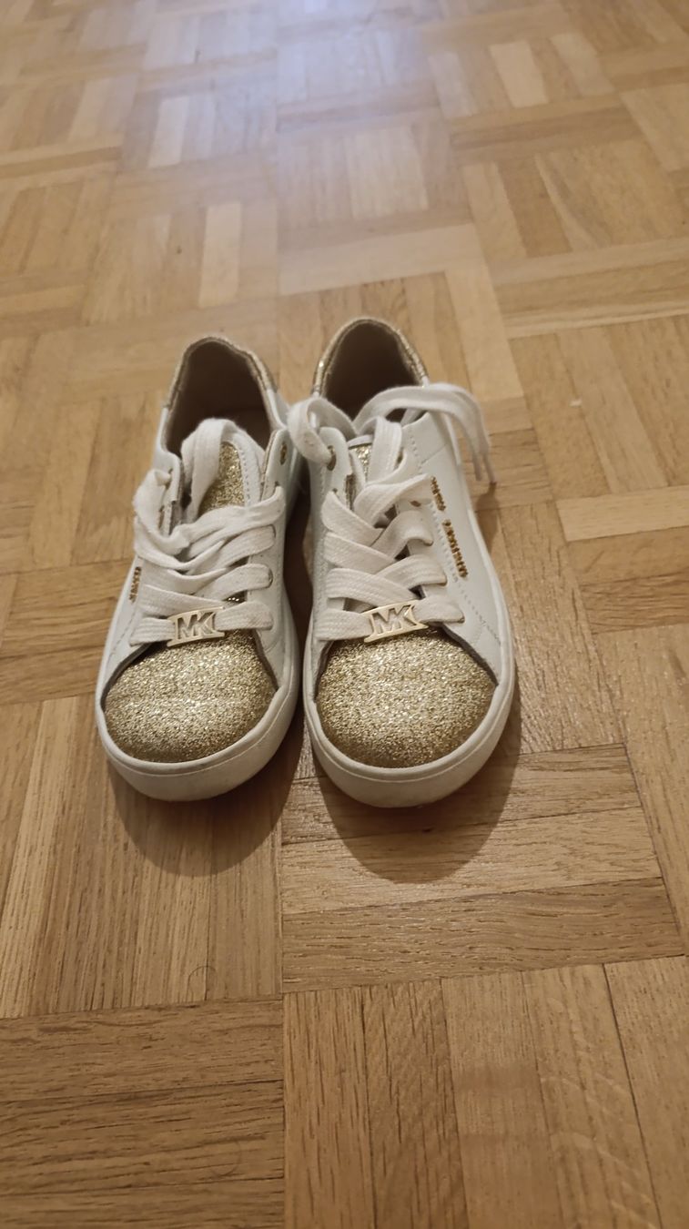 Michael Kors Scarpe per ragazze: Baskets Michael Kors, blanches et dorées, taille 30 – Usato da Genève venduto da EcrinVintage 1