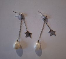 Ohrhänger mit Perle und Stern, 925 Silber