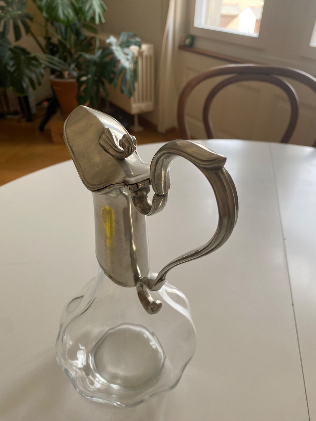 Caraffe: Elegante Glaskaraffe mit Silberaufsatz – Usato da Basel venduto da NormaJean01 5
