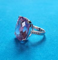 750 Massiv Weiss Gold Ring Mit Brillanten~Amethyst