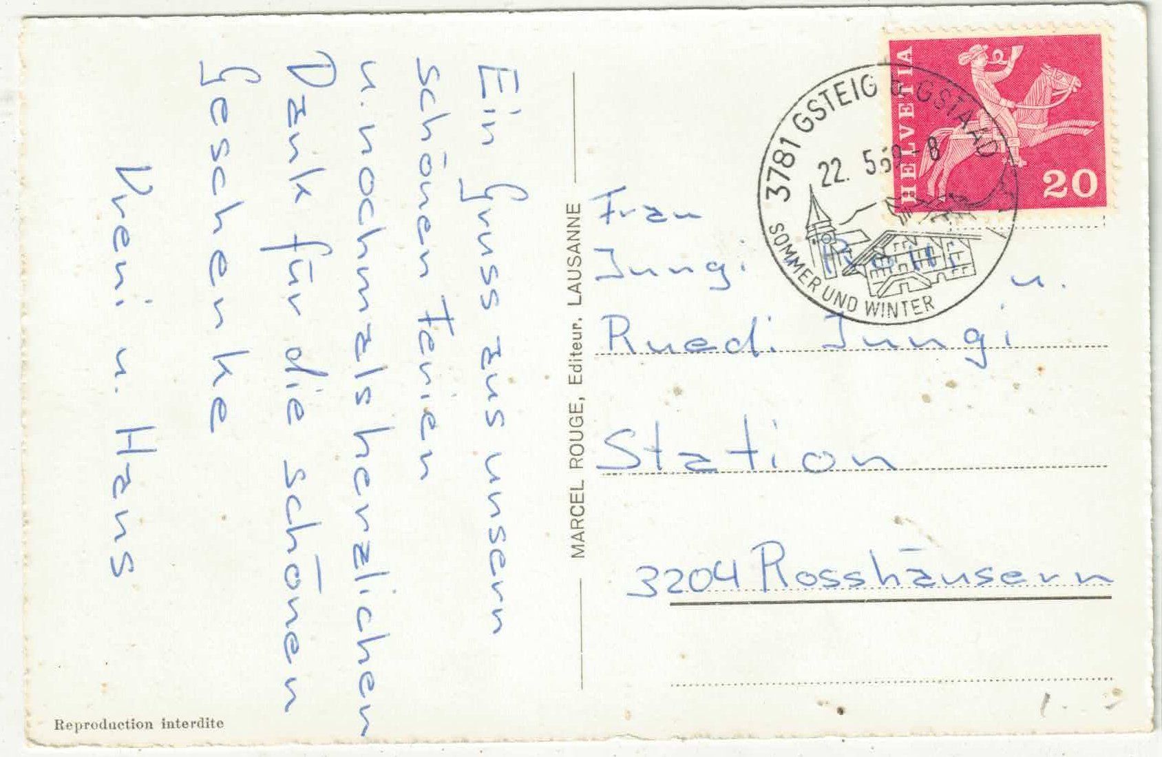 Cartoline postali: Gsteig - Generalansicht – Usato da Ettingen venduto da Kartenplanet 1