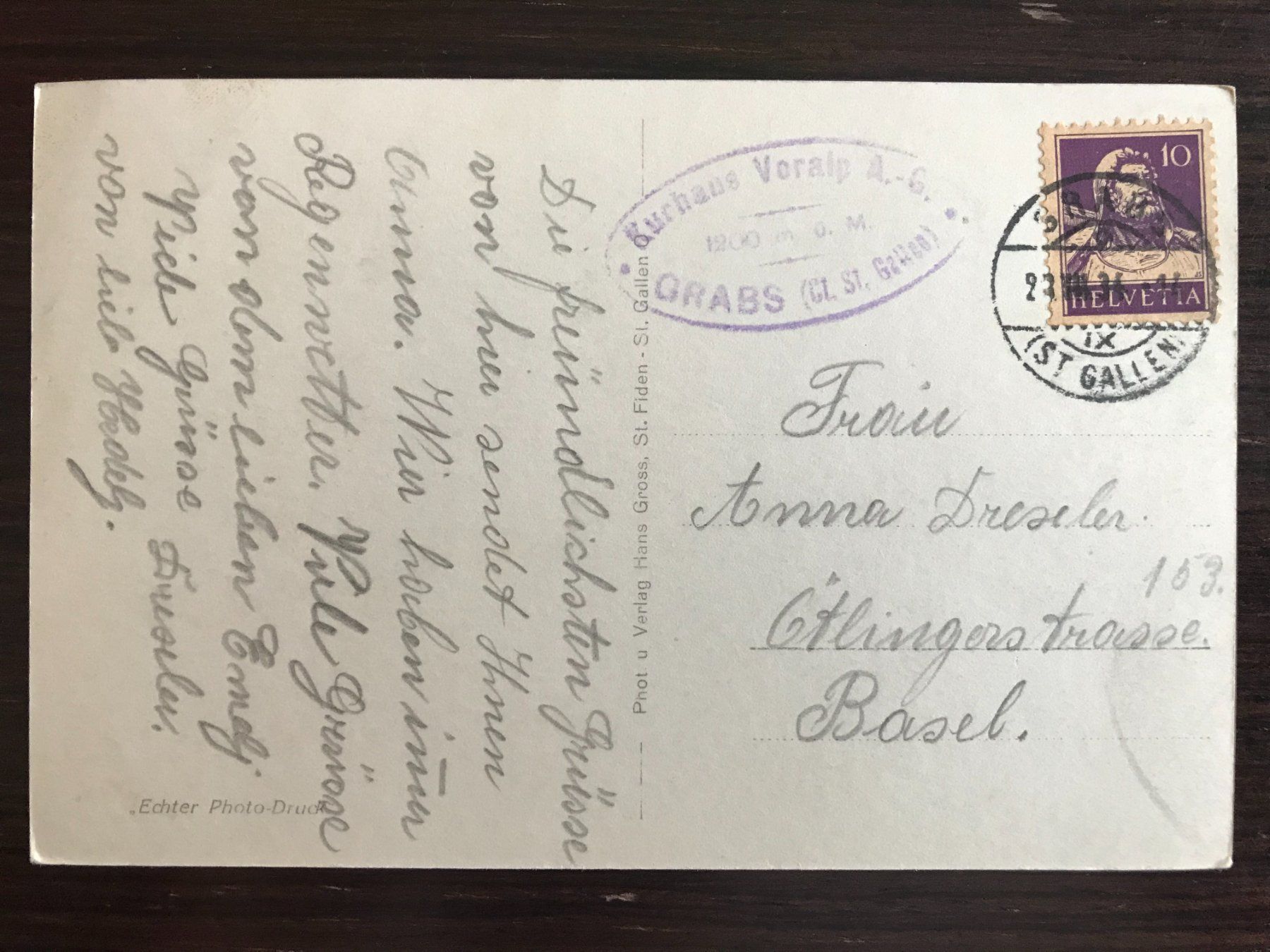 Cartoline postali: Grabs KURHAUS VORALP OLDTIMER 1934 – Usato da Wald ZH venduto da TLILEF 2
