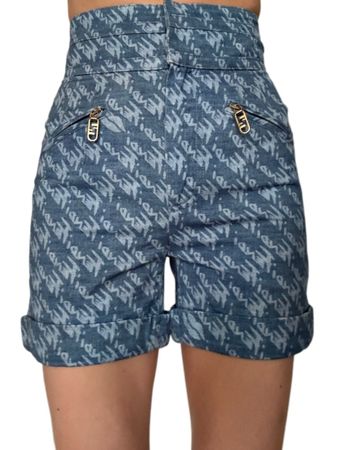 Fendi High-Waisted Logo Denim Shorts