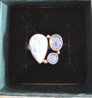 Bague argent pierre larimar et opales