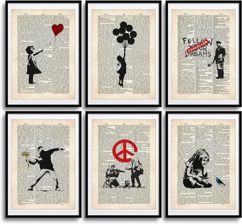 Panorama Poster Stampe Da Parete Graffiti Banksy Ragazza Con Palloncino 70x40cm - Stampato Su Carta 250gr - Quadri Moderni Soggiorno