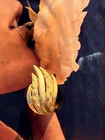 Vintage Broche "Feuerflamme", goldfarben, einzigartiges Schm