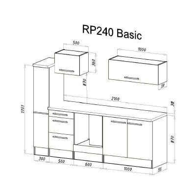 Cucine complete: 496 - Küchenzeile Singleküche Küche 240cm Eiche/Grau – Nuovo e nell'imballaggio originale da Wallenwil venduto da toesstalvertrieb 8