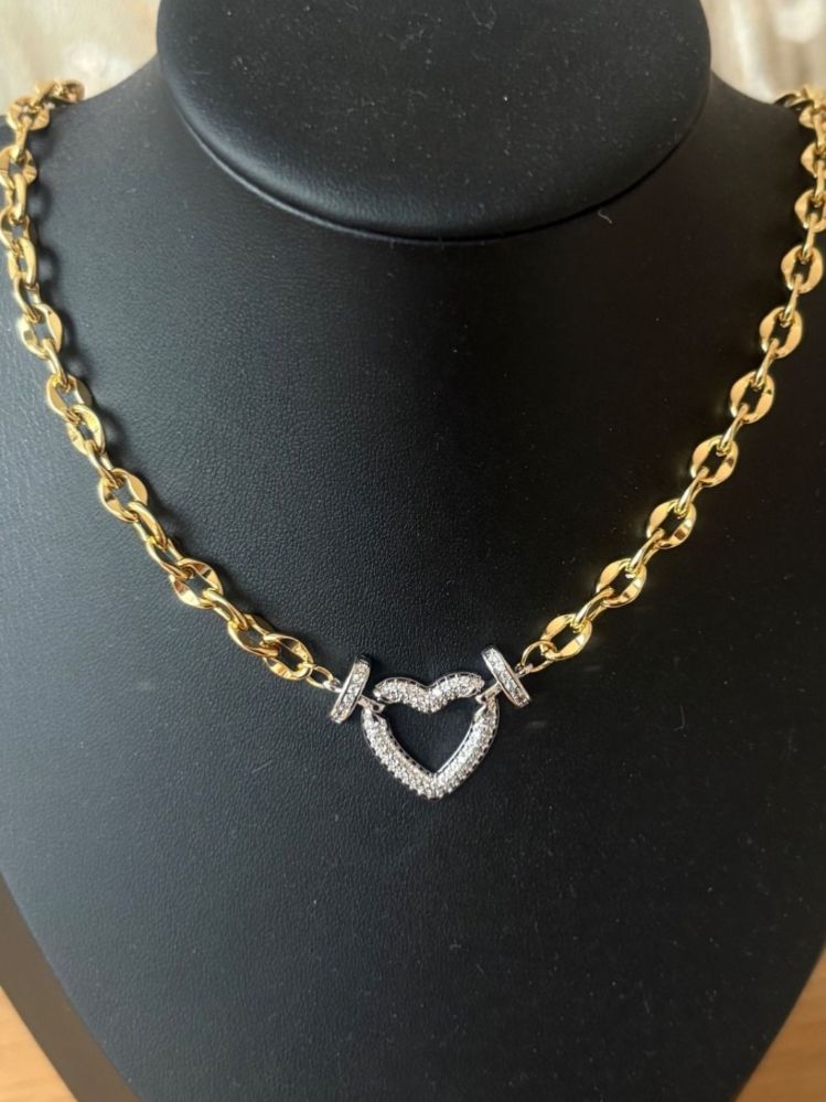 Catenine: Luxus Elegante Edelsthal Kette Farbe : Gold/ Silber Zirkonia – Nuovo (secondo la descrizione) da Biel-Bienne venduto da Roserosse13 7