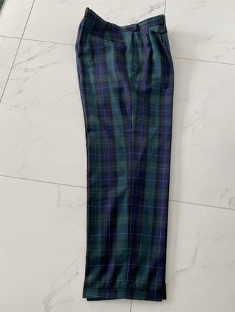 Louis Féraud Karohose Gr. 54, dunkelblau/grün/weiss, Vintage