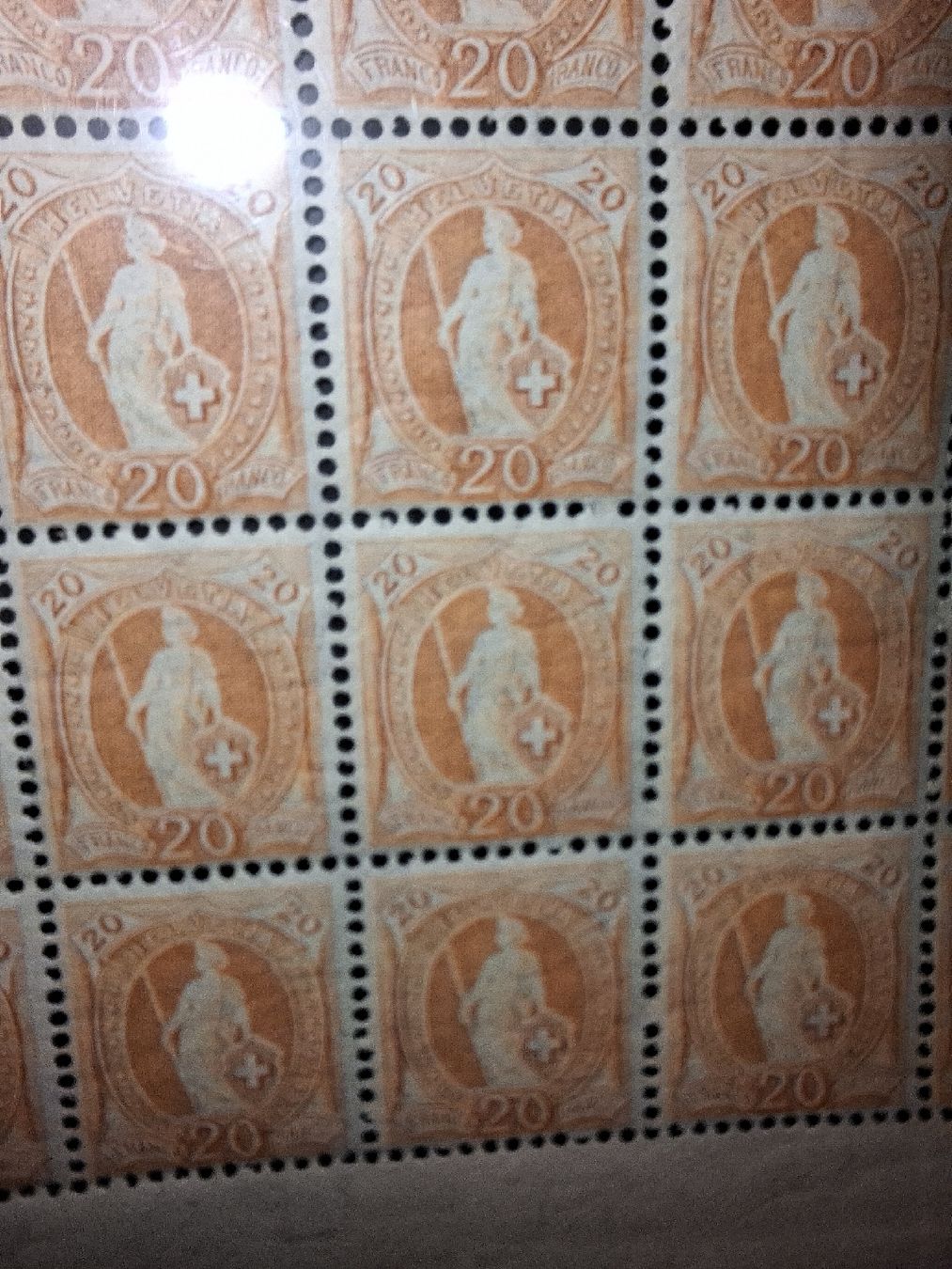 Alle Briefmarken: Stehende Helvetia Teil Bogen 94Ac. mit Attest  – Gebraucht aus Balgach von SIMEON27 2