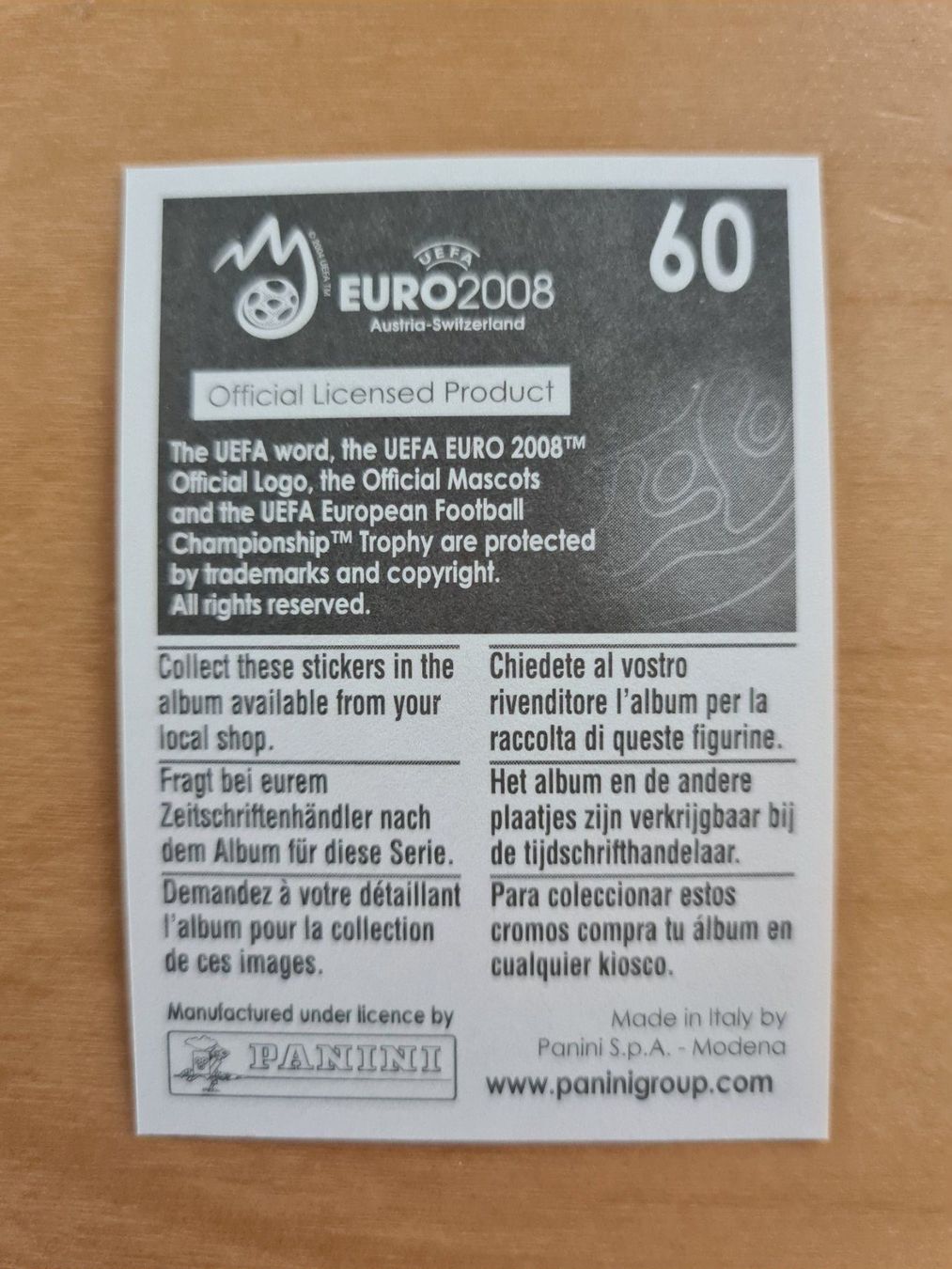 Panini Carte collezionabili: Panini UEFA EURO 2008 Nr. 60 Mario Eggimann – Usato da Oberwil BL venduto da Spieltopia 1