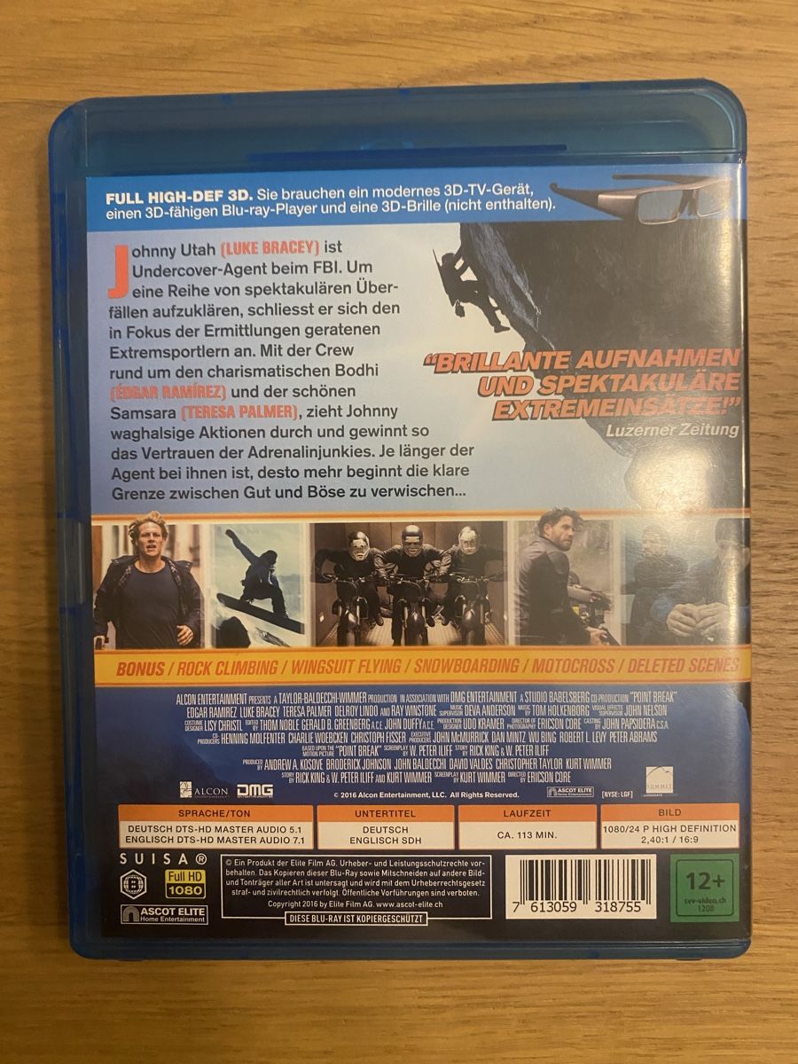 Alle DVDs: Point Break Blu-ray 3D + 2D Version Actionfilm  – Gebraucht aus Rüschlikon von Granulat204 1