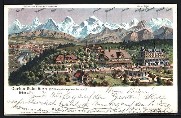 Cartoline postali: Gurten-Kulm, Teilansicht mit Blick auf d – Usato da Berlin venduto da bartko-reher