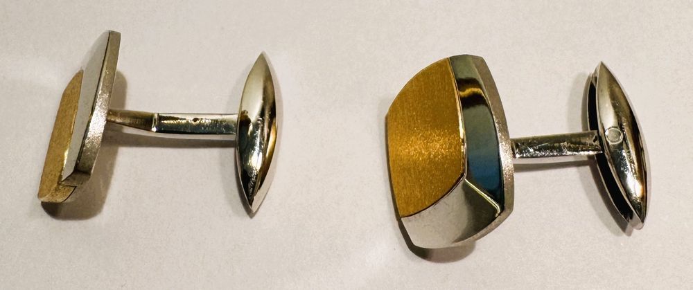 Elegante Manschettenknöpfe 18Karat Weiss- und Gelbgold 2