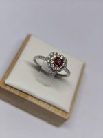 Herz Granat Ring Silber 925 Grösse Verstellbar NEU
