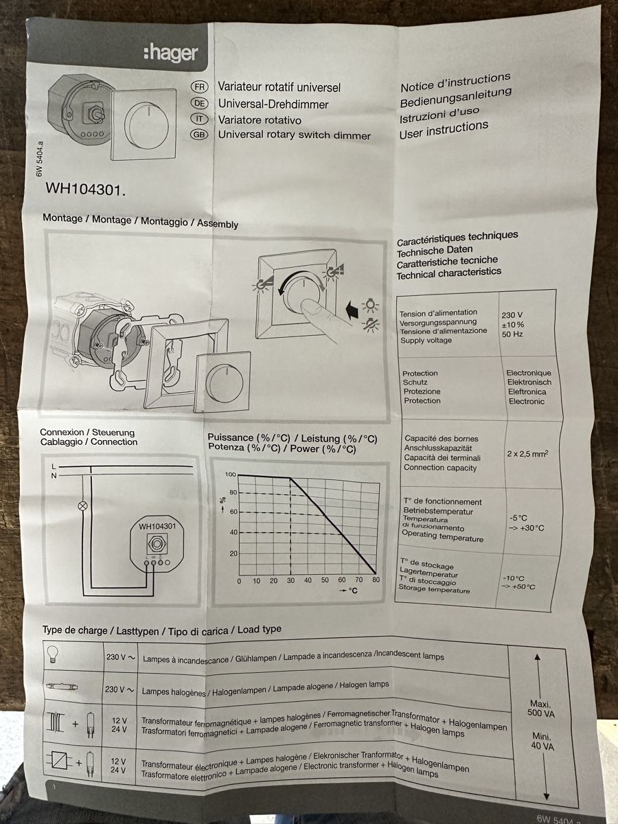 Hager Interruttori: Hager Universaldimmer 40 - 500VA – Nuovo (secondo la descrizione) da Oberdorf NW venduto da dingdong87 4