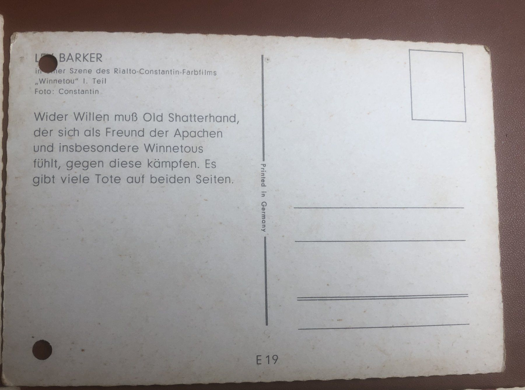 Ansichtskarten: 9 Filmpostkarten Winnetou 1 – Gebraucht aus Erlinsbach SO von Elmslie 3