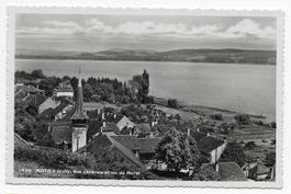 Motier (Vully) Vue générale et lac de Morat