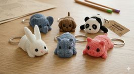 Süsse Gestrickte Flexi Schlüsselanhänger Tiere