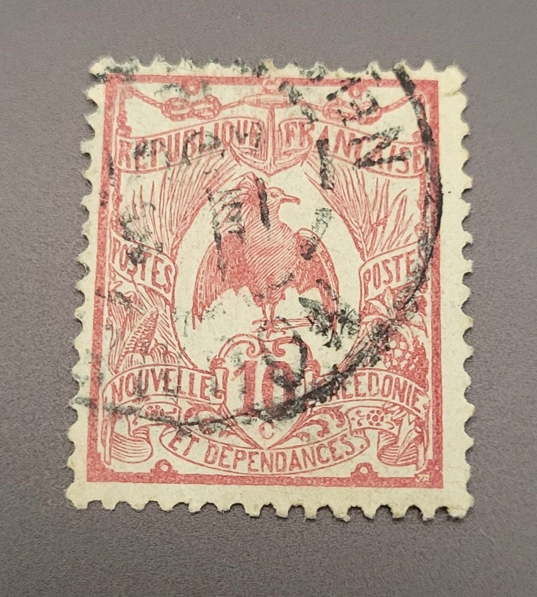 Tutti i francobolli: Neukaledonien 1905 Vogel alte briefmarke – Usato da St Gallen venduto da Stampsalshobby