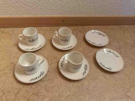 4 Espressotassen türkisch mit 6 Untertassen Set gebraucht