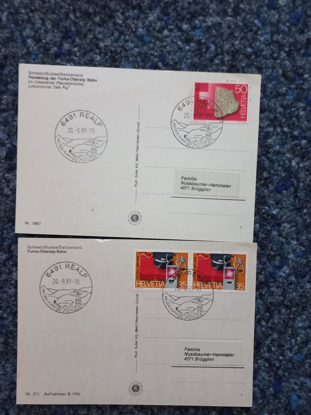 Tutti i francobolli: 3 Erstags Stempel Furka Basistunnel – Usato da Brügglen venduto da hokuspokus04 2
