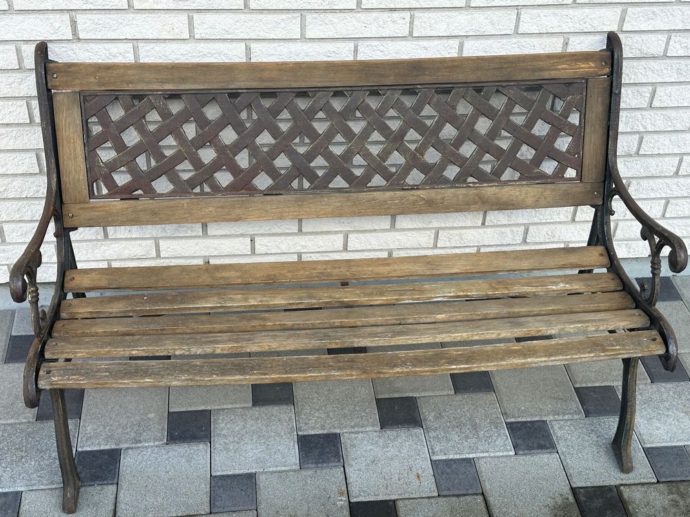 FANTASK Gartenbank Metall 127cm - Parkbank Für 2-3 Personen Schwarz