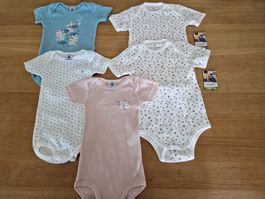 5 x bodies Petit Bateau, Naturaline 100% coton, 74 (2 NEUF)