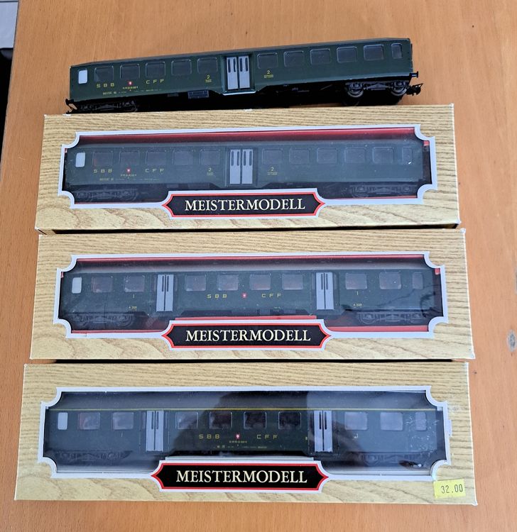 Lot De 3 Voitures Miniatures Fleischmann HO - Trains Voyageurs SBB CFF Suisse éclairés (occa.)
