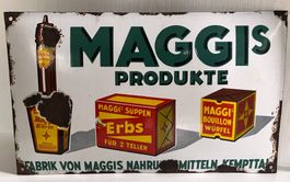 MAGGI's Produkte Emailschild gewölbt Werbung Reklame ALT!