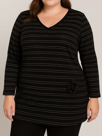 Gr L Damen Longtop Schwarz Silber Glitzer schwarz herbst 37