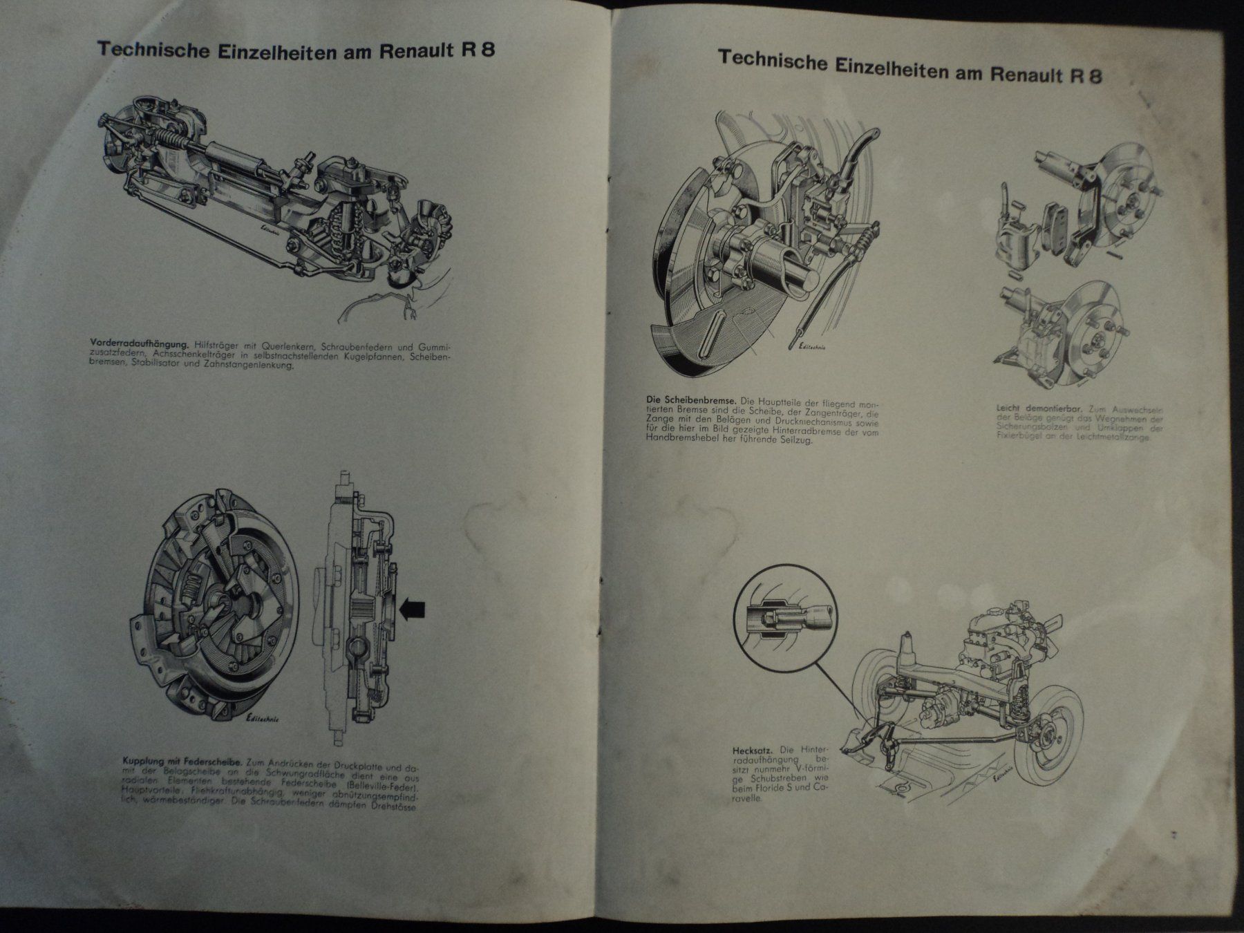 Renault Documenti: Prospekt technischer Aufbau Renault R8 – Usato da Schwarzenburg venduto da modelCARama 2