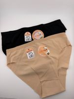 Damen Slips Baumwolle Gr. M, Beige und Schwarz, 2 St.