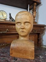 Antike geschnitzte Holzbüste Charakterkopf Mann 