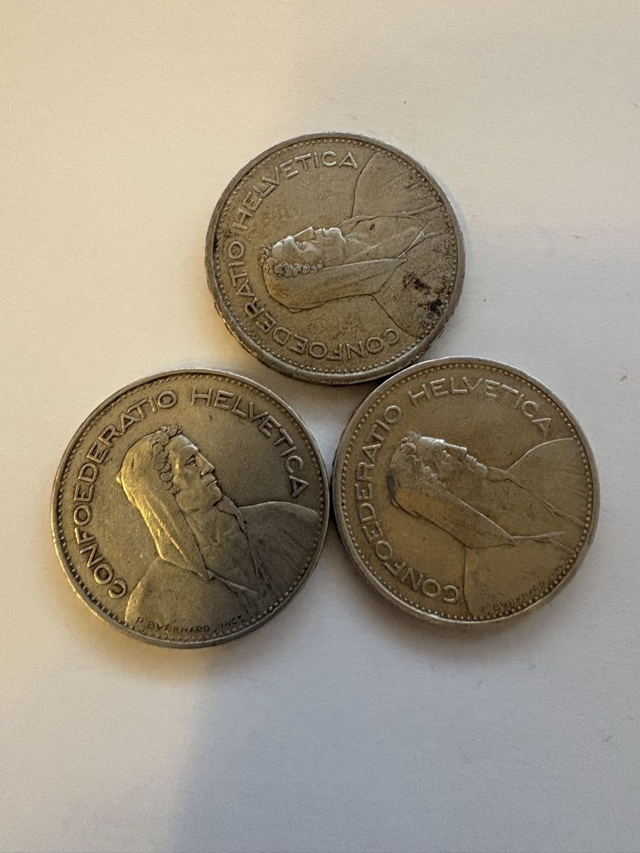 Tutti le monete: 5fr 1935 1933 1931 Silber  – Usato da Murten venduto da Tzaugg 2
