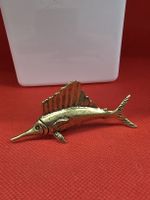 Dekofigur Fächerfisch aus Messing goldfarben massiv