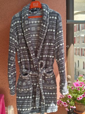 Veste d'intérieur grise et blanche "Chicorée" - Taille M