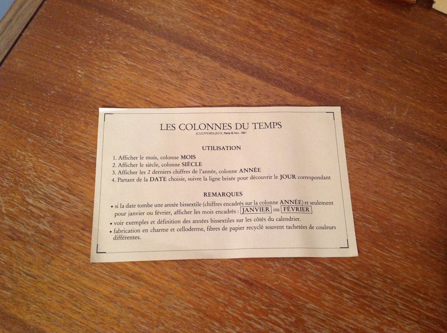 calendrier perpétuel - perpetual calendar Bernard Vuarnesso (D'occasion ...