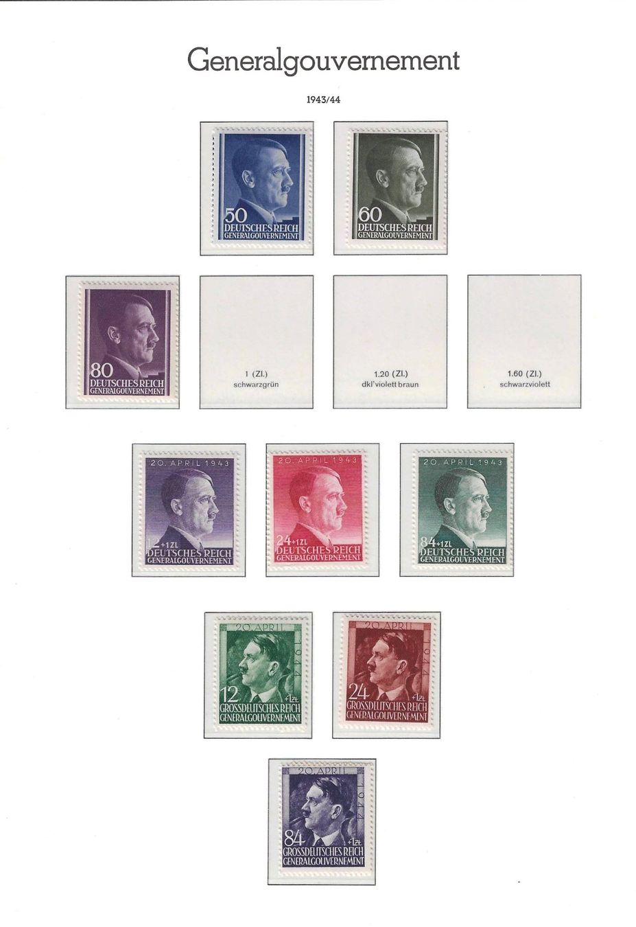 Alle Briefmarken: Sammlung  Generalgouvernement 1940 - 1945 – Neu (gemäss Beschreibung) aus Gümligen von Geniusbuy 3