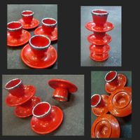 4x vintage Eierbecher  rot/ Silber 1960/70