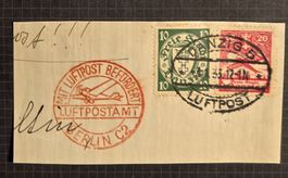 Danzig 1933 LuftpostBriefstück Danzig-Berlin C2 Stempel 1933