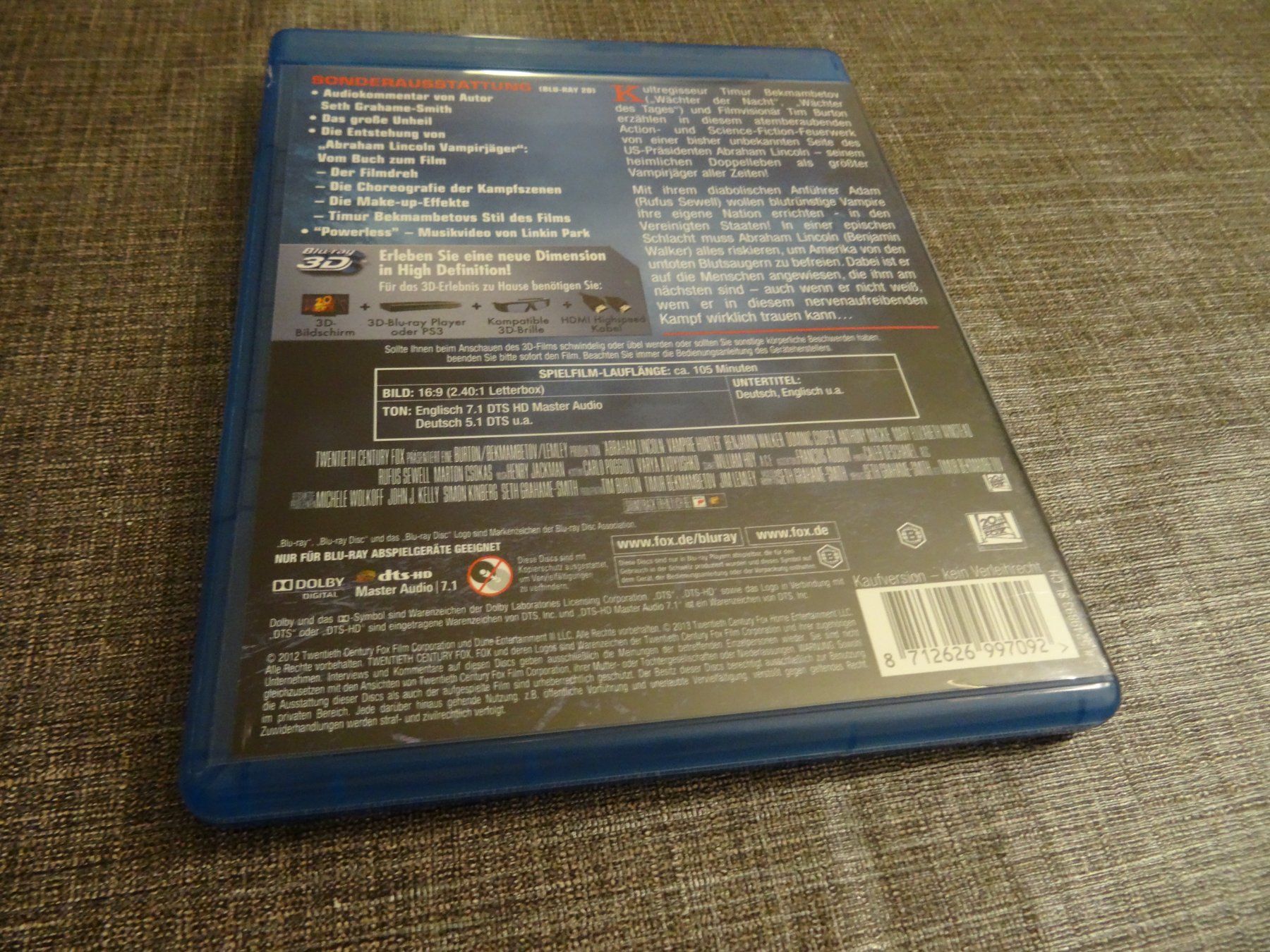 Tous les DVDs: Abraham Lincoln Vampirjäger Blu-ray 3D + 2D – D'occasion à Olten par Disc-Verkauf 2