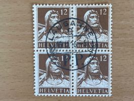 Tellbrust 4erblock mit sauberem Stempel Lausanne P.P.