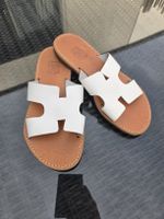 Sandales femme cuir blanc fait main état neuf taille 38
