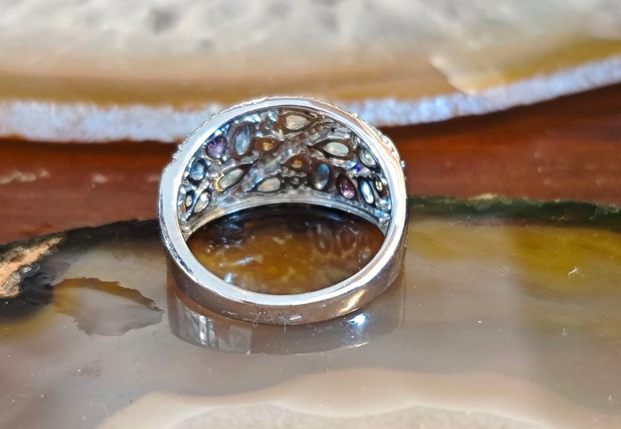 Ringe: ST.SILBER 925° RING MP Gr.18 ECHTE OPALE, MULTIEDELSTEINE – Neu (gemäss Beschreibung) aus Weiningen ZH von actera 6