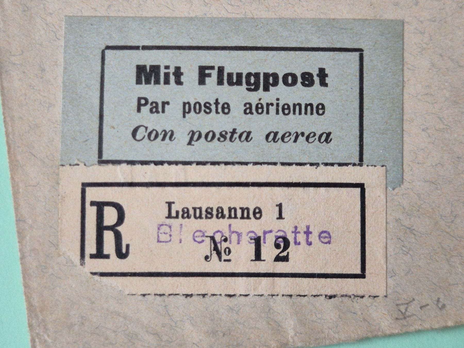 Tutti i francobolli: eingeschriebener Flugpostbrief Lausanne-Bern 29.V.1924 – Usato da Seewen SZ venduto da SuperpumaDisplayTeam 5