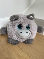 Peluche hippopotame -- gros yeux bleus brillants